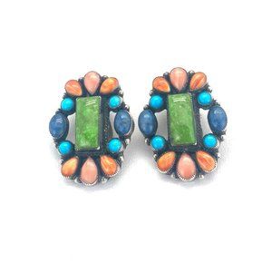 Don Lucas Multi Stone Cluster Clip Earrings